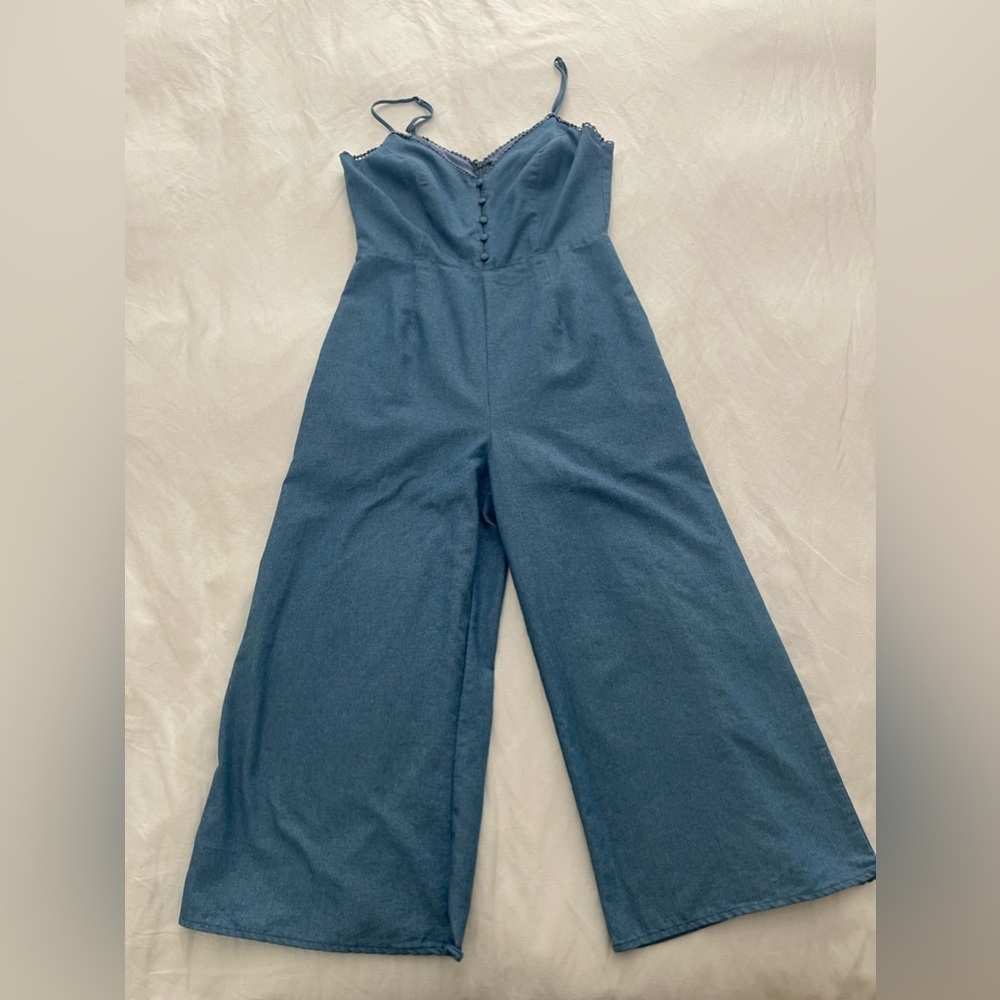 Lulus denim gaucho romper